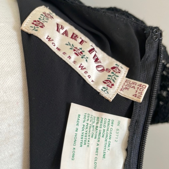 🇭🇰 Vintage Part Two Black Chiffon & Lace Midi Dress, Size 10 - Picture 12 of 12